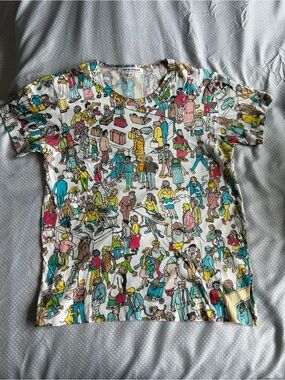 Rare COMME des Garçons, ‘Where’s Wally?’ Multi-Color Illustrated Crewneck Tee